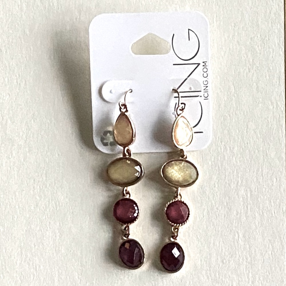 Icing Jewel Tone Drop Earrings NWT